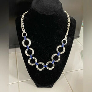 Vera Bradley Silver & Navy Statement Necklace